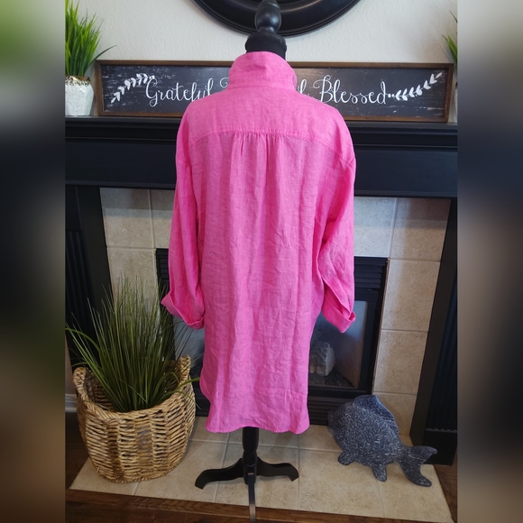 Lands' End Bold Pink Collared Shirt - Picture 5 of 10